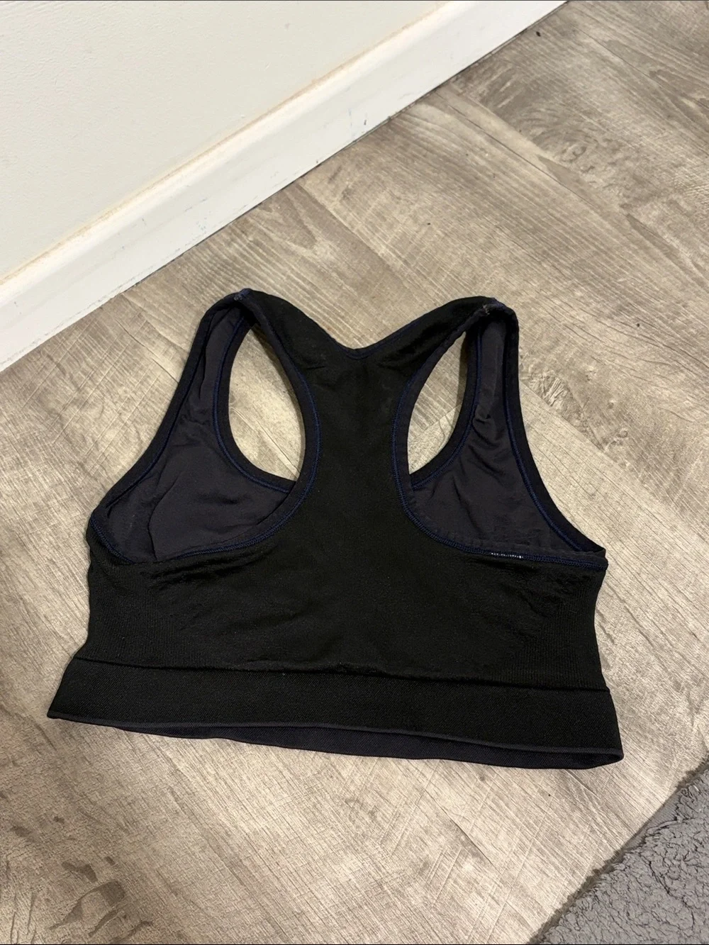 Champion Black Racerback Sports Bra with Subtle Logo